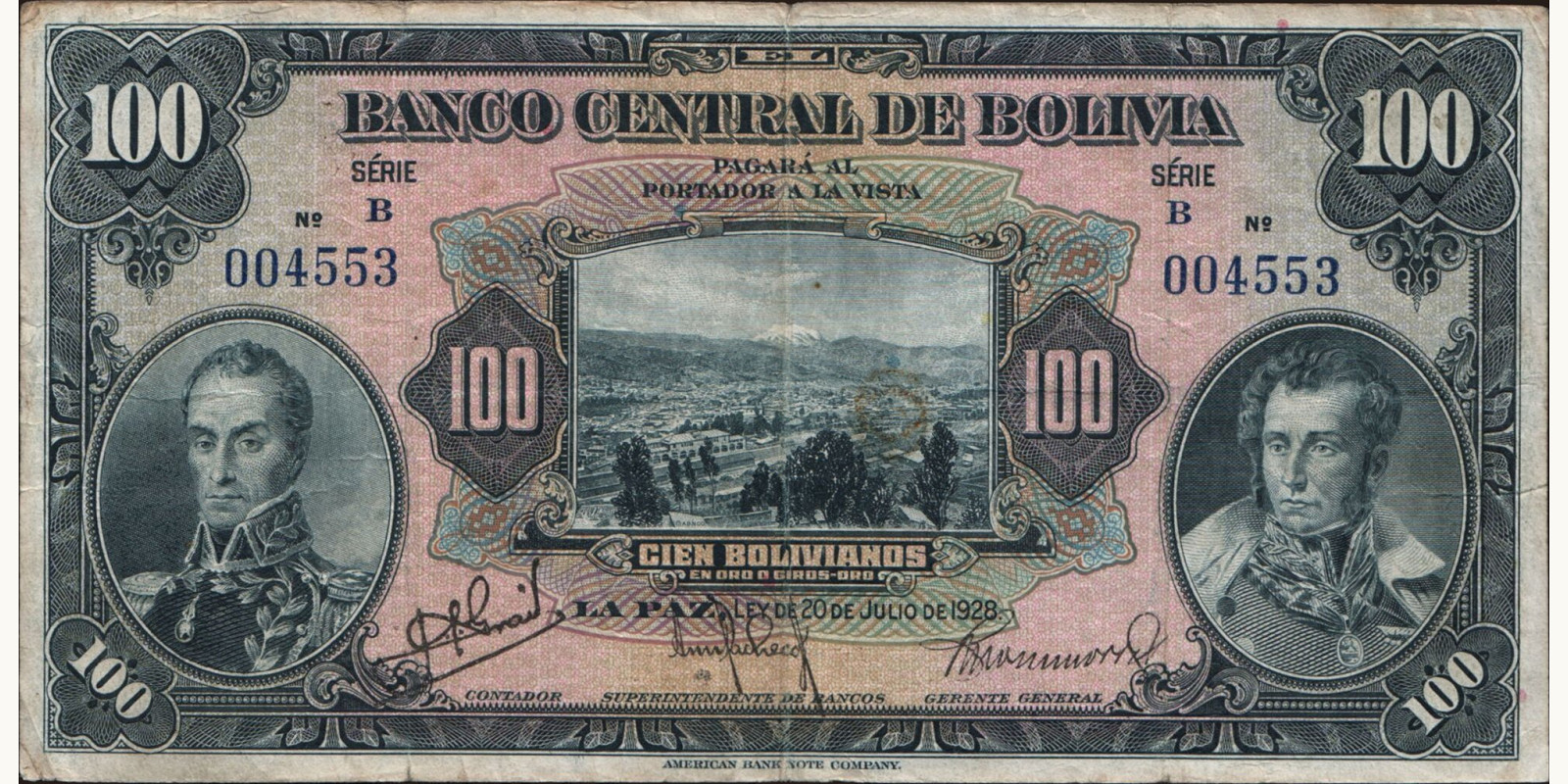 100 bolivianos 1928