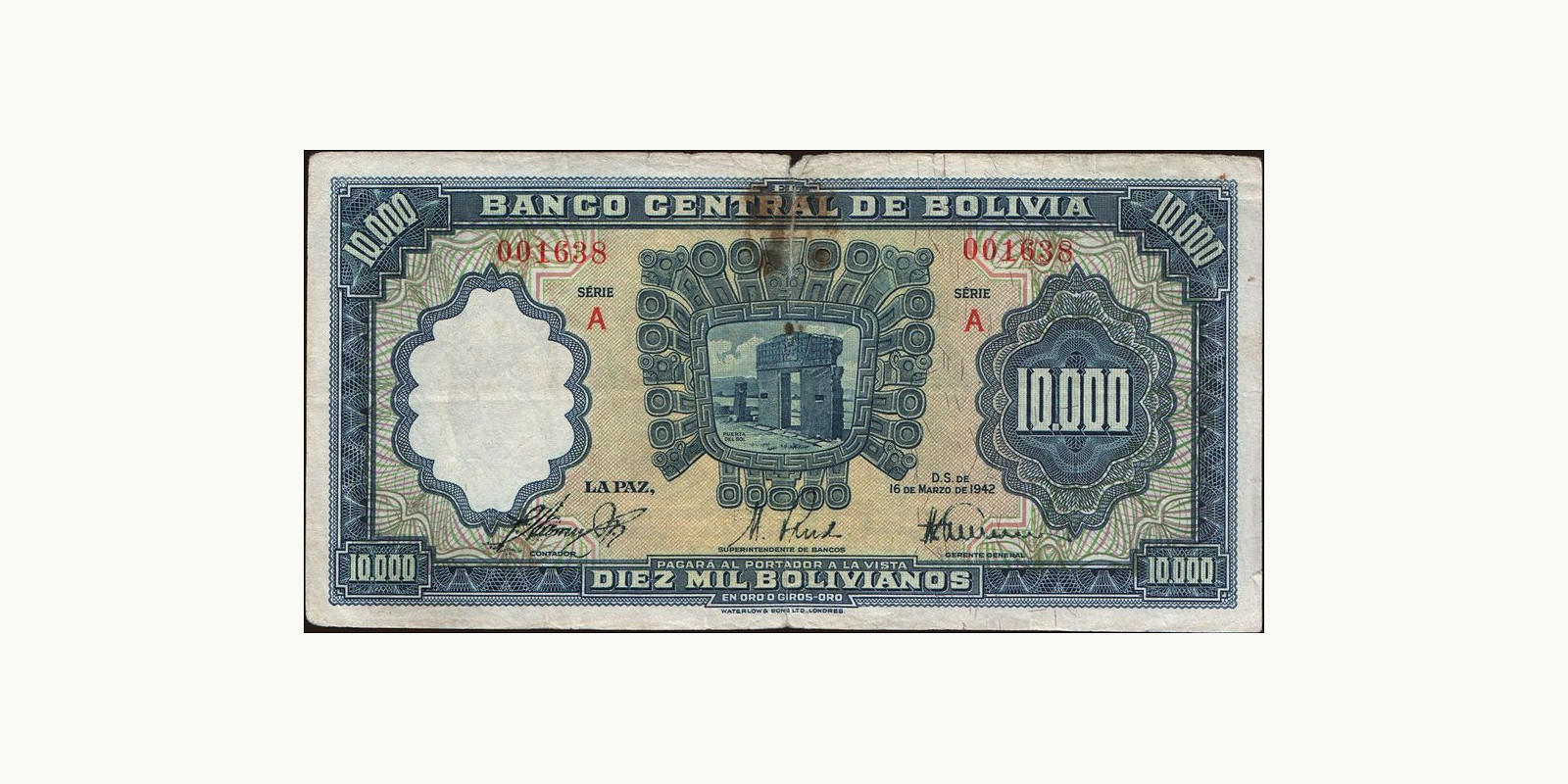 10000 bolivianos 1942