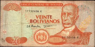 20 bolivianos 1986