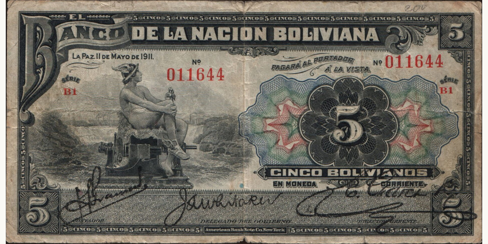 5 bolivianos 1911