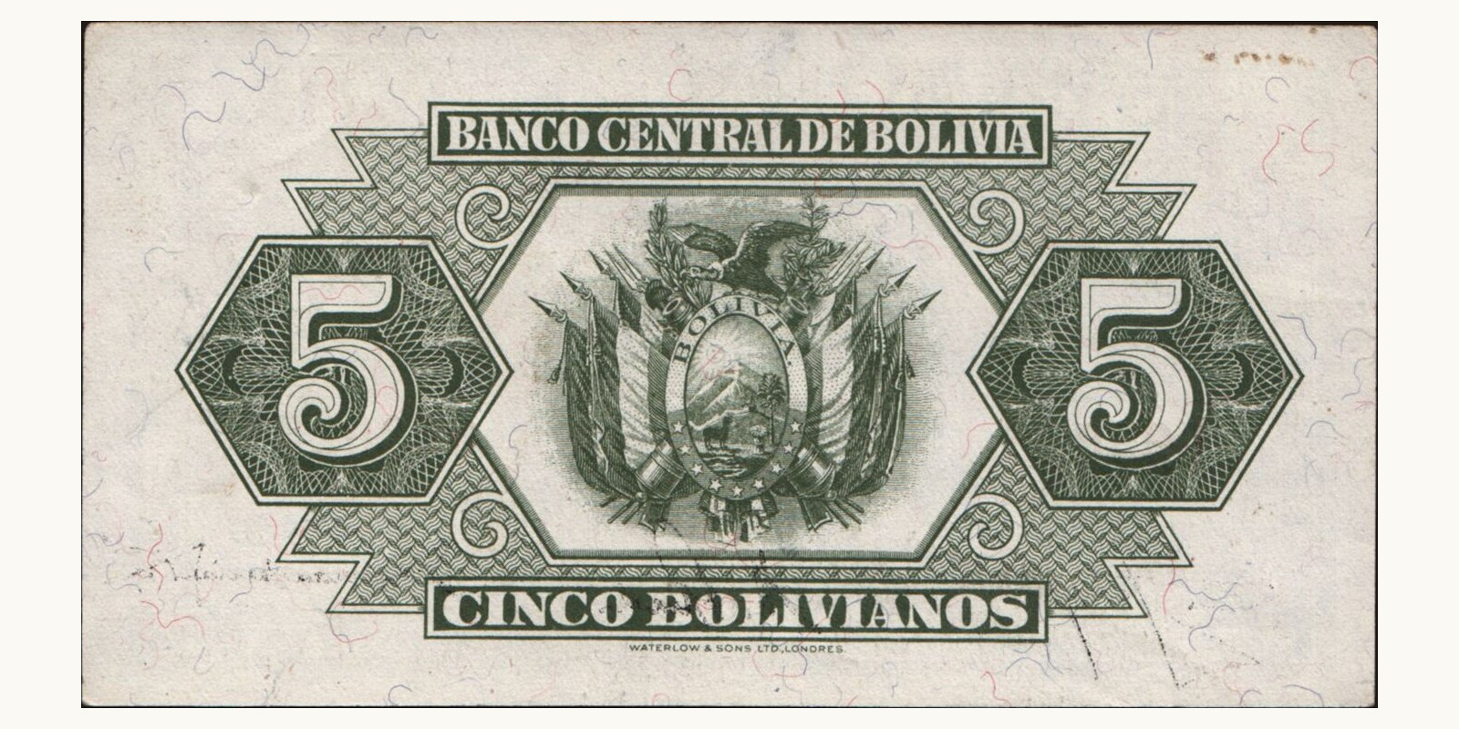 5 bolivianos Боливия 1928 — Оборотная сторона