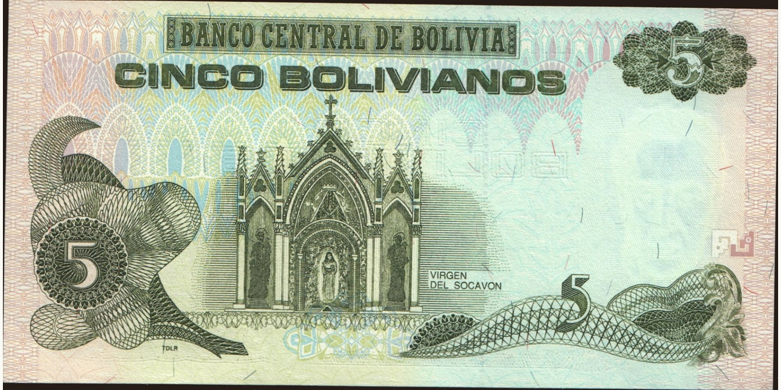 5 bolivianos Bolivia 1986 — Back side