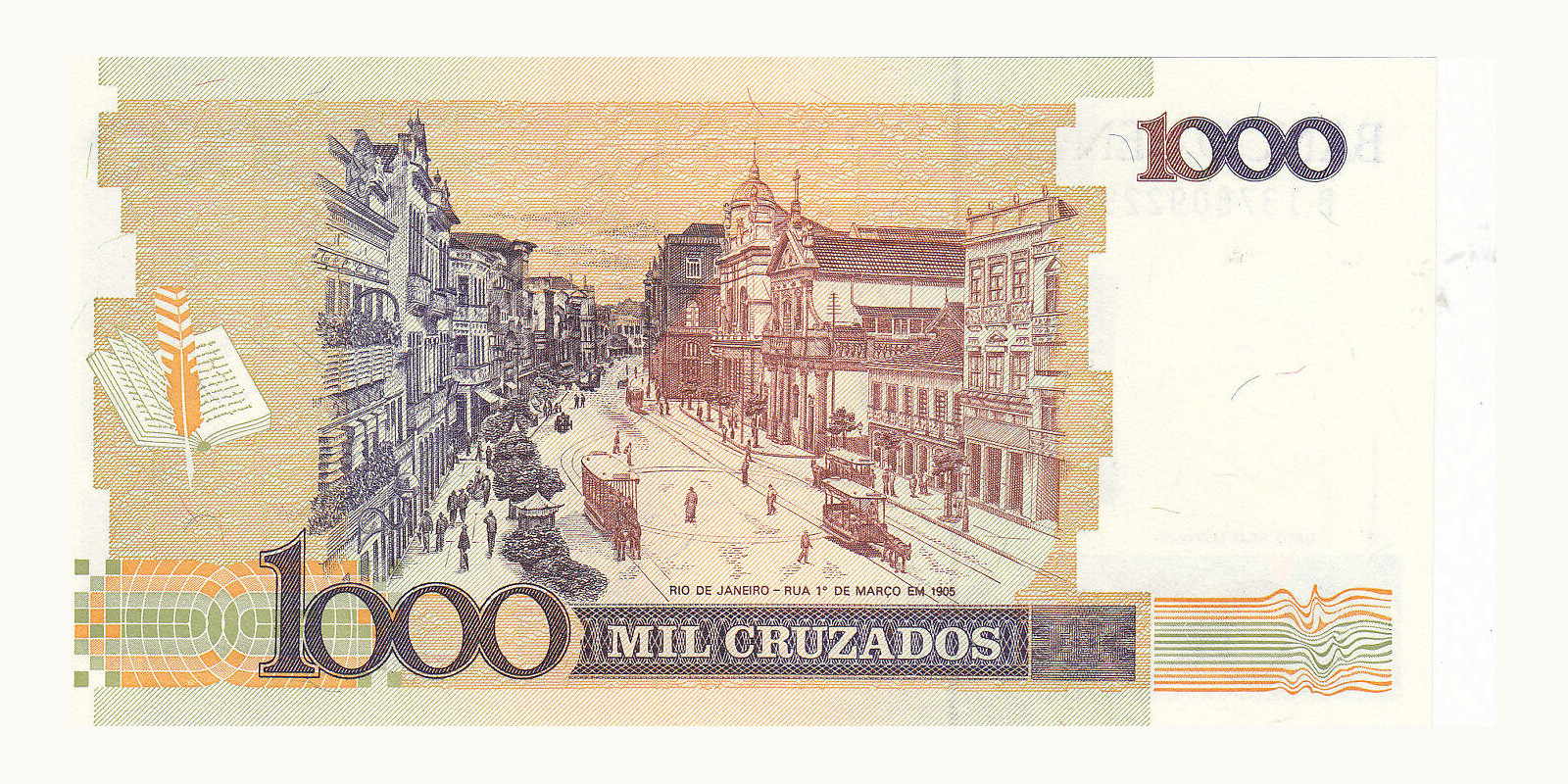 1 cruzado nova Brazil 1989 — Back side