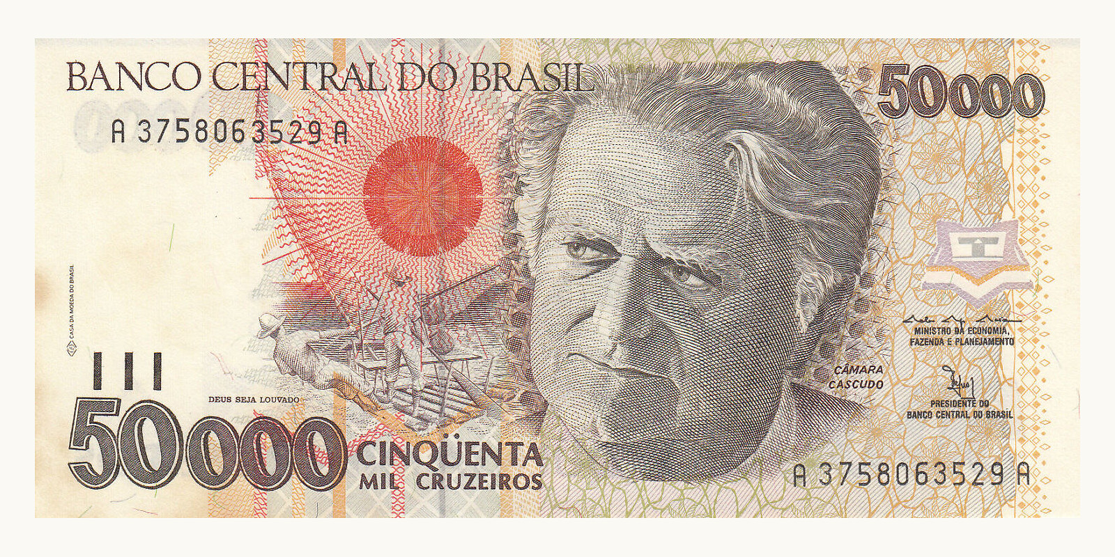 50000 cruzeiros Brazil 1992 — Front side