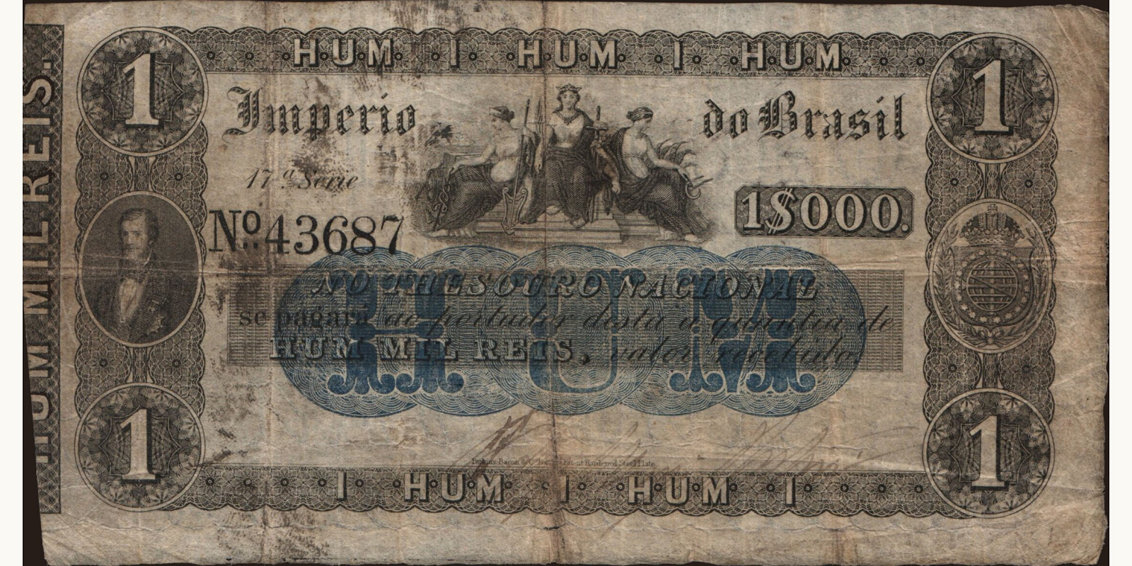 1 reis Brazil 1852 — Front side