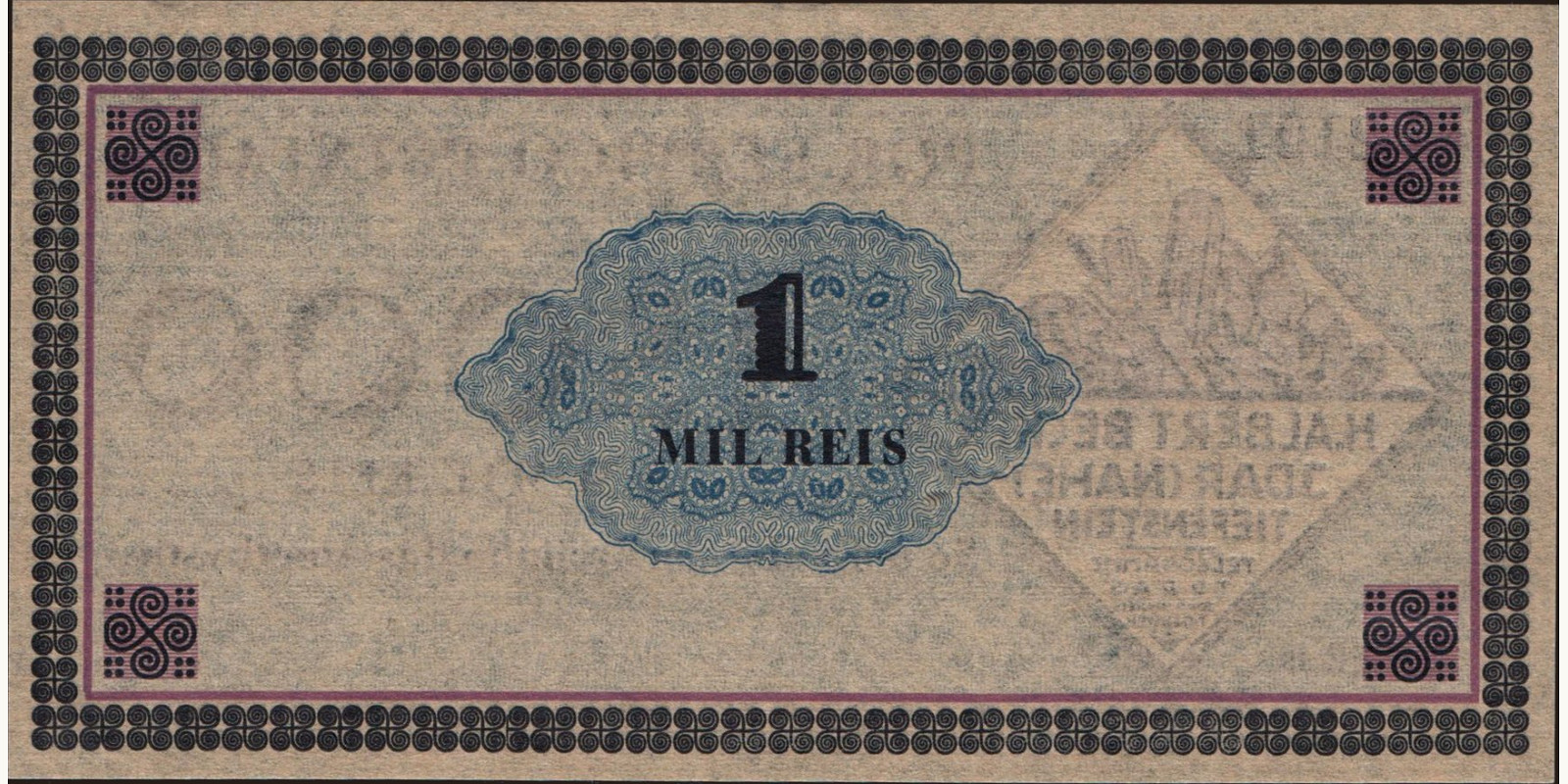 1 reis Brazil 1920 — Back side