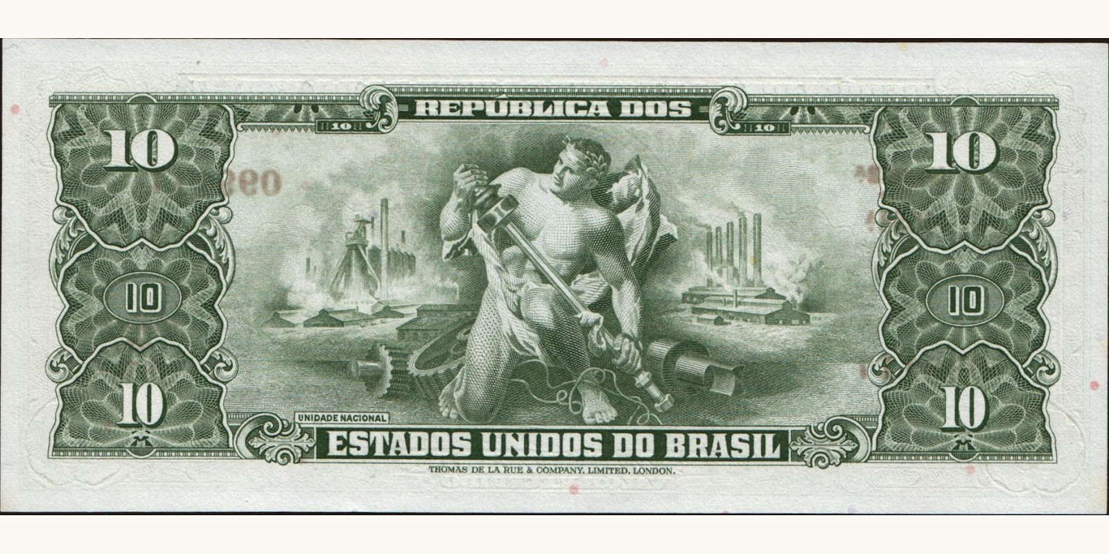 10 cruzeiros Brazil 1953 — Back side