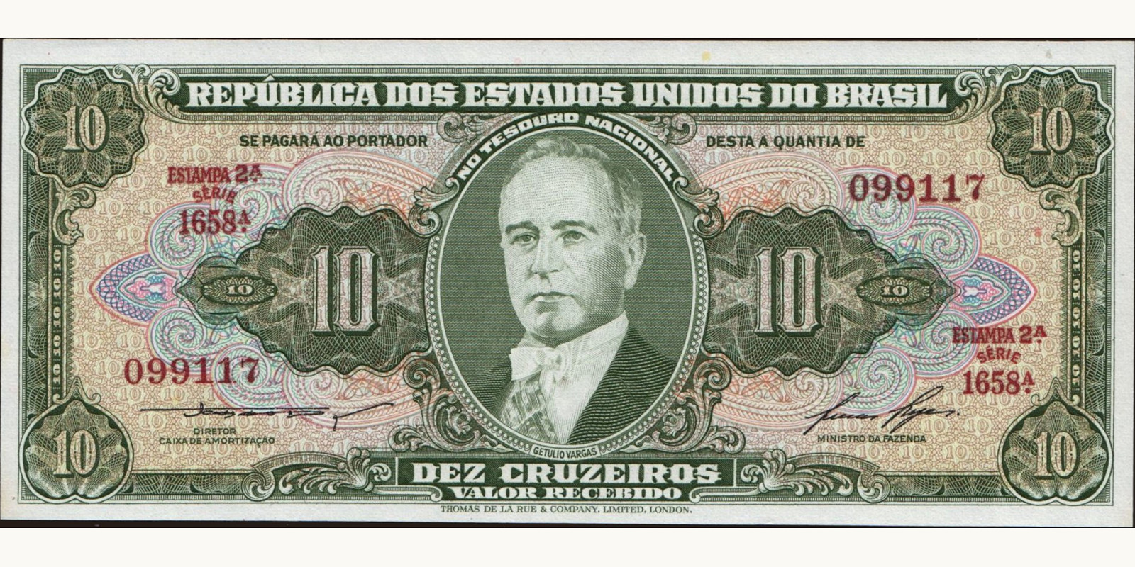 10 cruzeiros Brazil 1953 — Front side