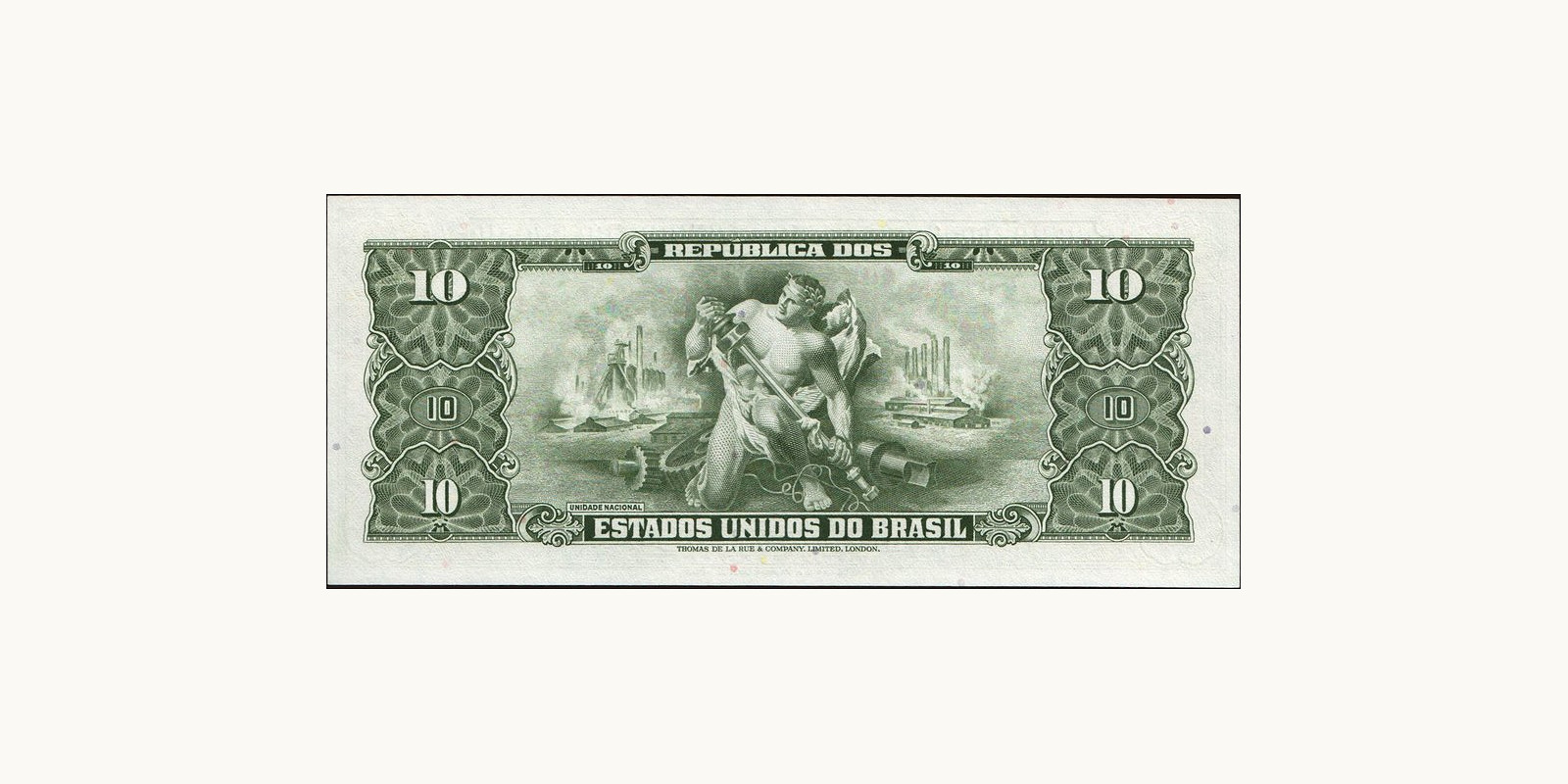 10 cruzeiros Brazil 1967 — Back side