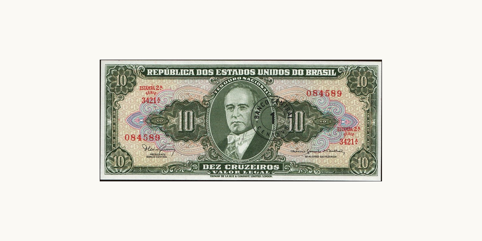 10 cruzeiros Brazil 1967 — Front side