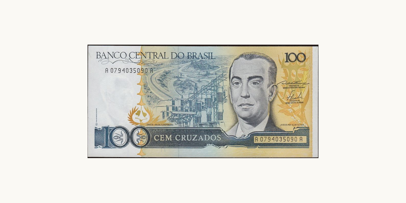 100 cruzados Бразилия 1986 — Лицевая сторона