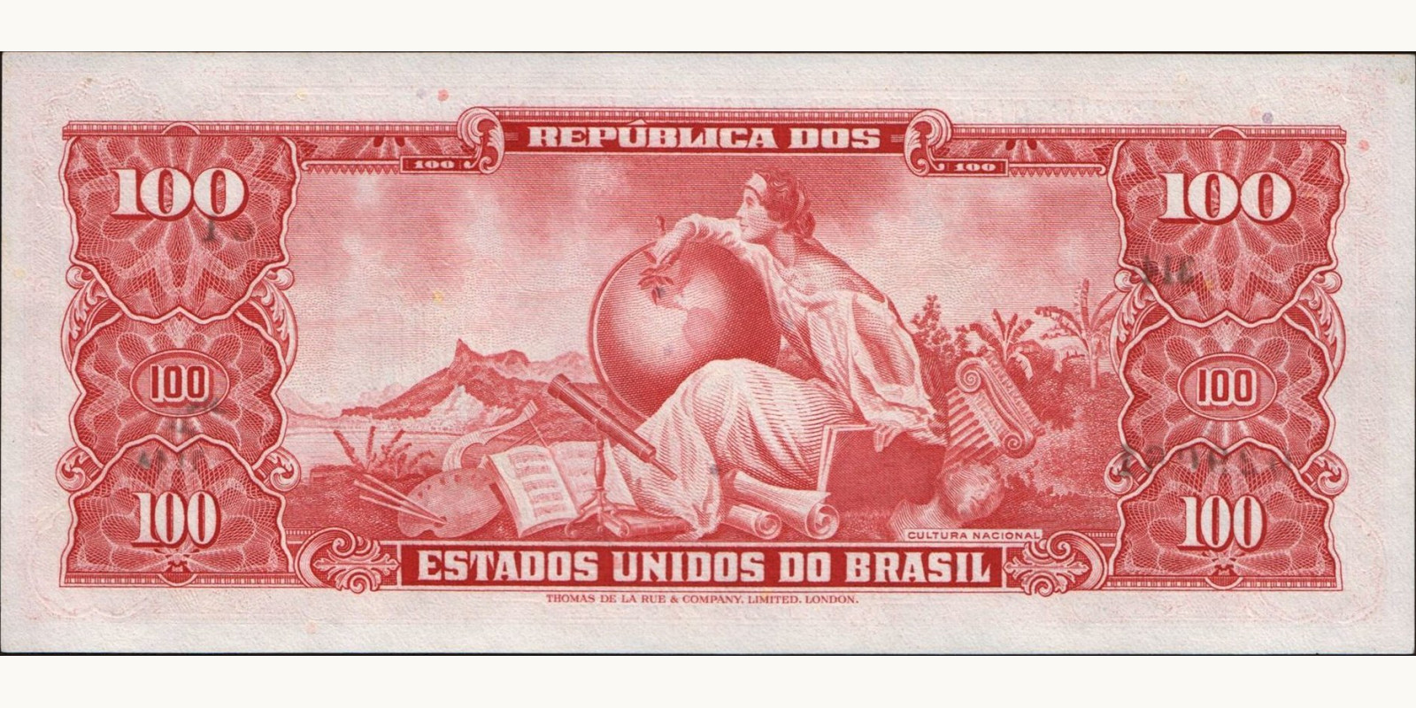 100 cruzeiros Brazil 1963 — Back side