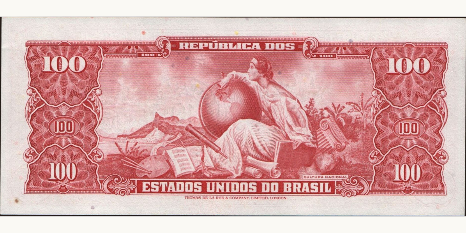 100 cruzeiros Brazil 1966 — Back side