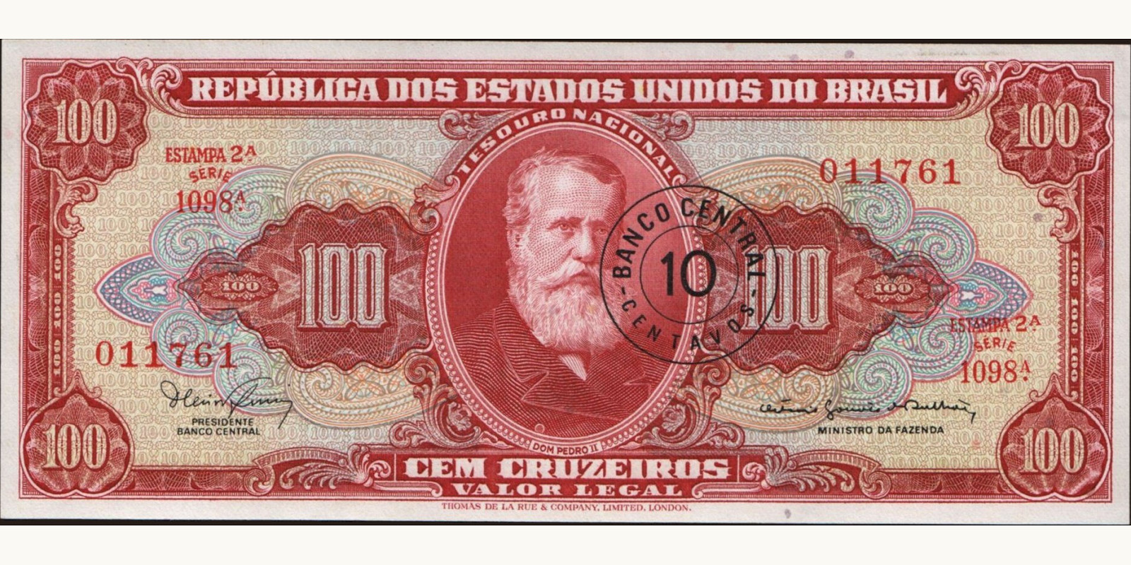 100 cruzeiros Brazil 1966 — Front side