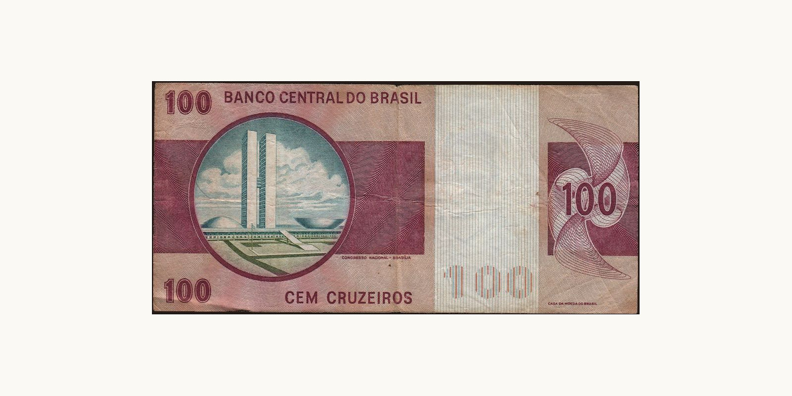 100 cruzeiros Brazil 1970 — Back side