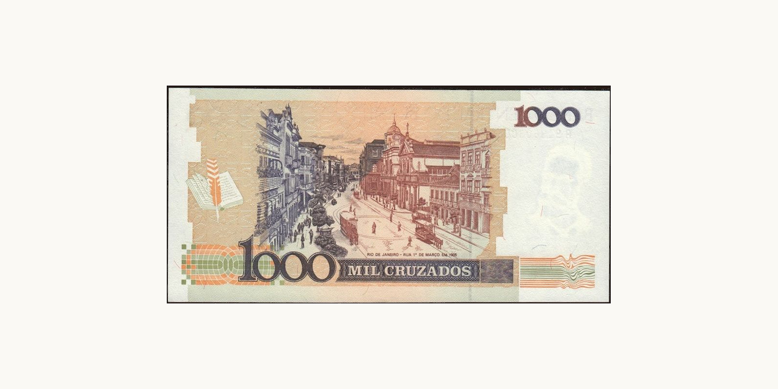 1000 cruzados Brazil 1988 — Back side