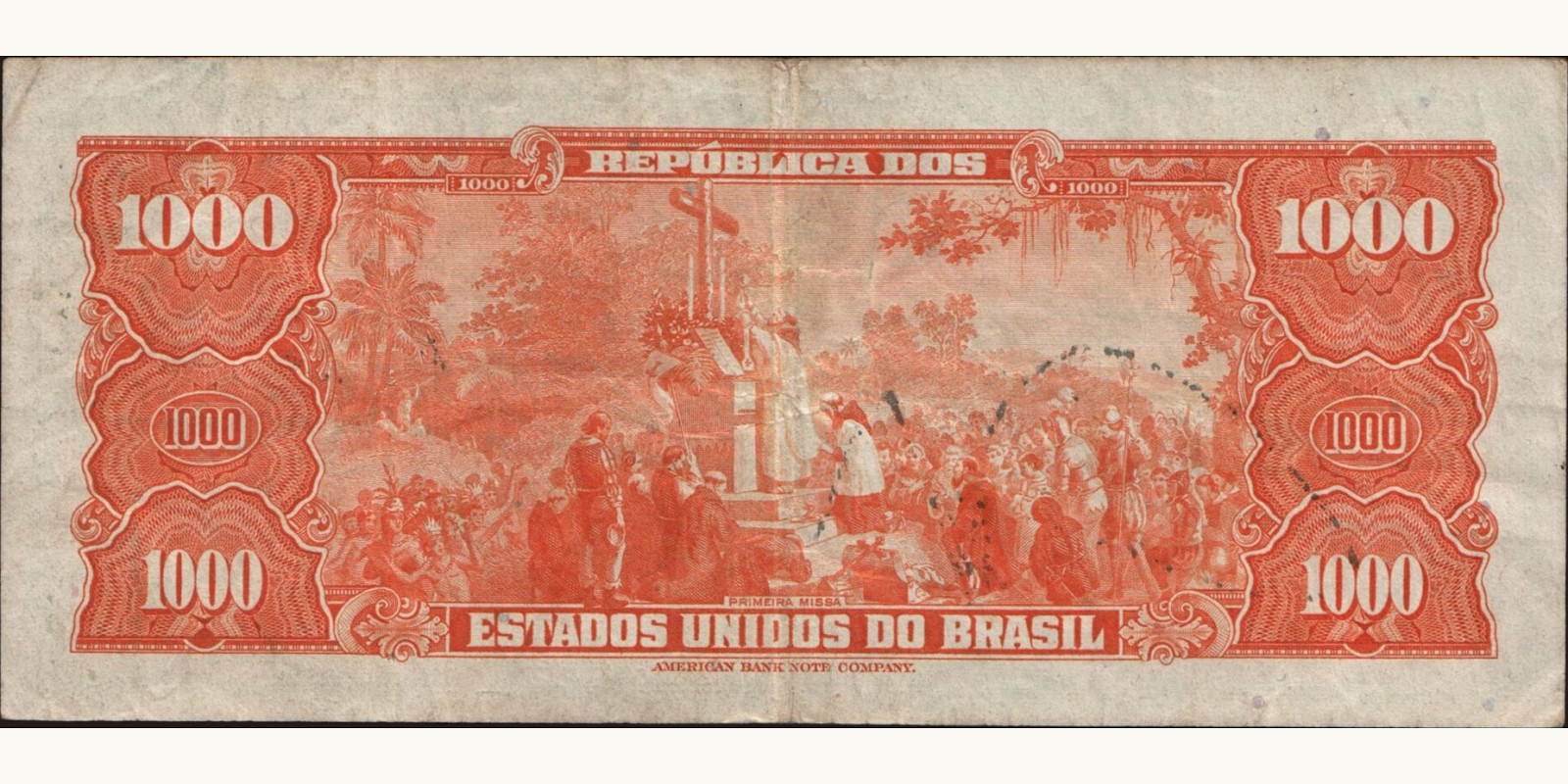 1000 cruzeiros Brazil 1943 — Back side
