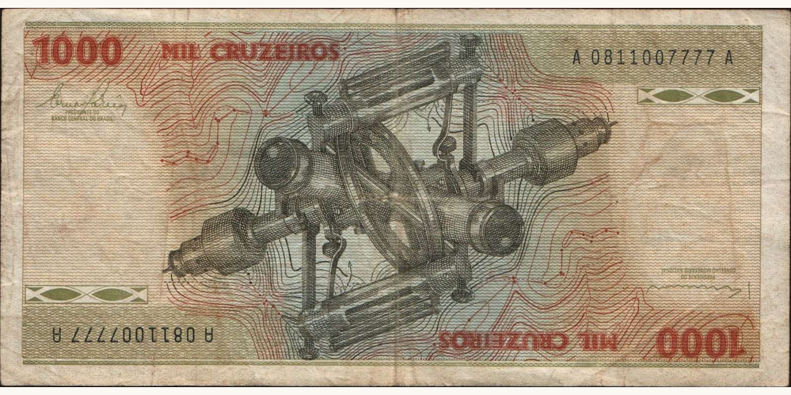 1000 cruzeiros Бразилия 1979 — Оборотная сторона