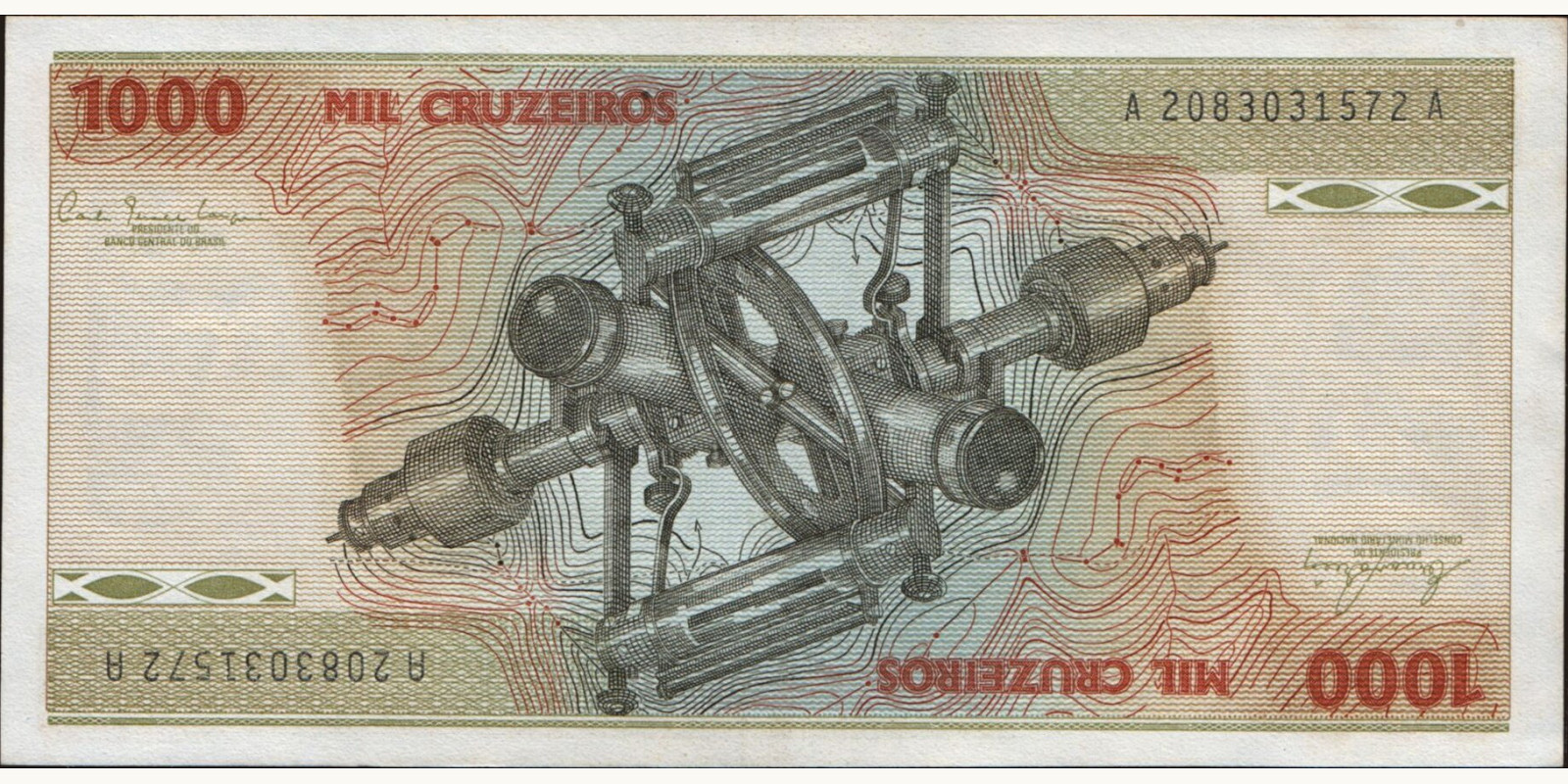 1000 cruzeiros Brazil 1980 — Back side