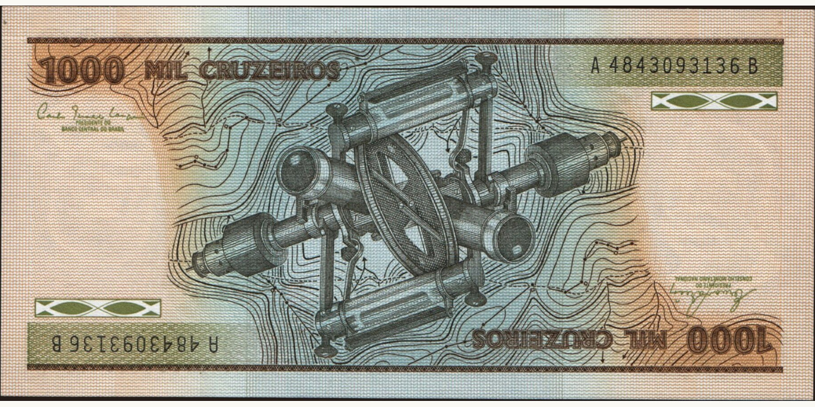 1000 cruzeiros Бразилия 1984 — Оборотная сторона