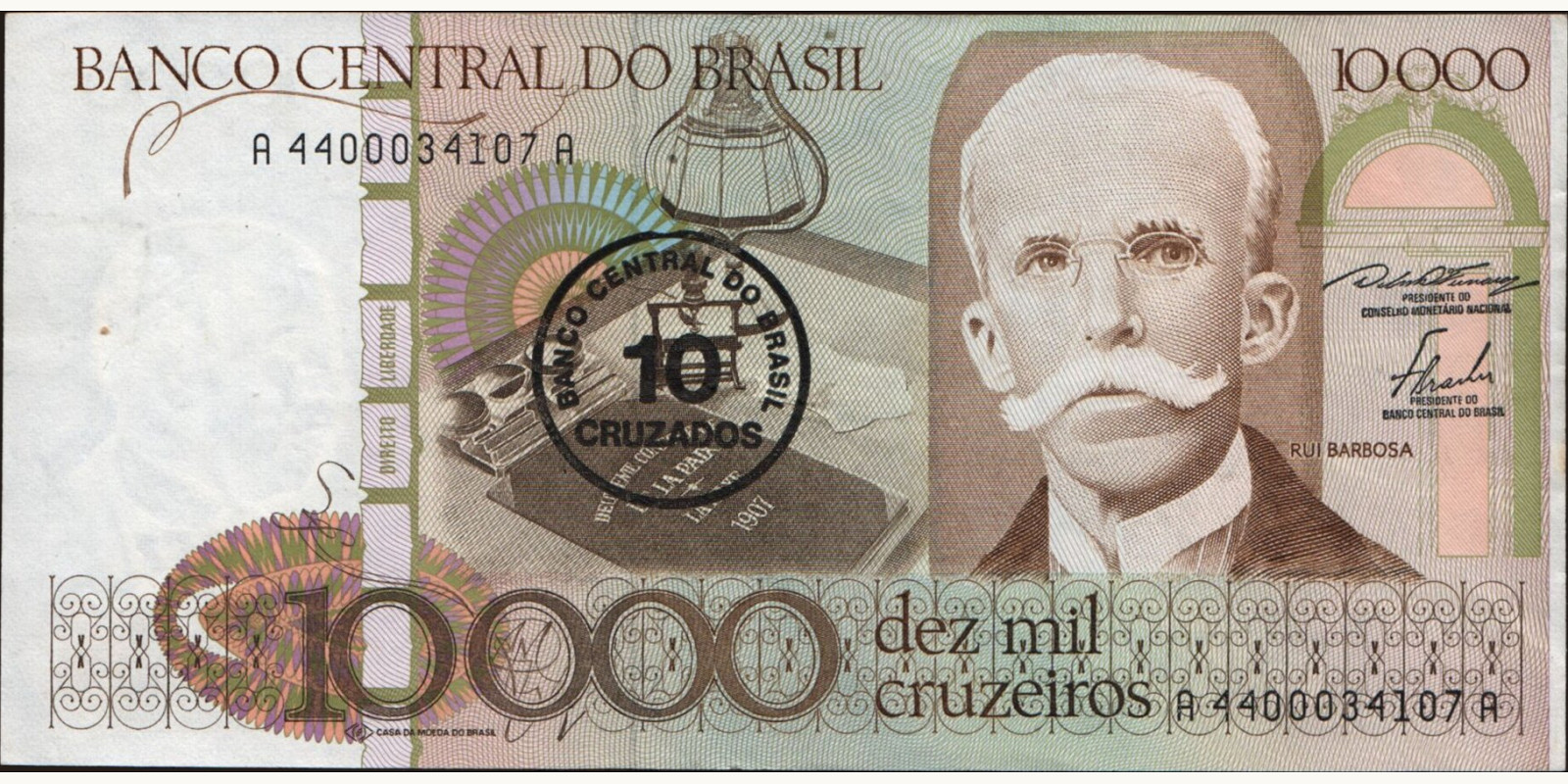 10000 cruzeiros Бразилия 1986 — Лицевая сторона