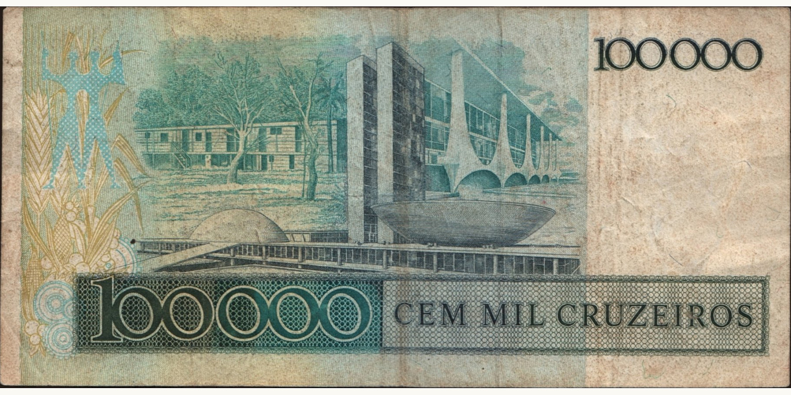 100000 cruzeiros Brazil 1985 — Back side