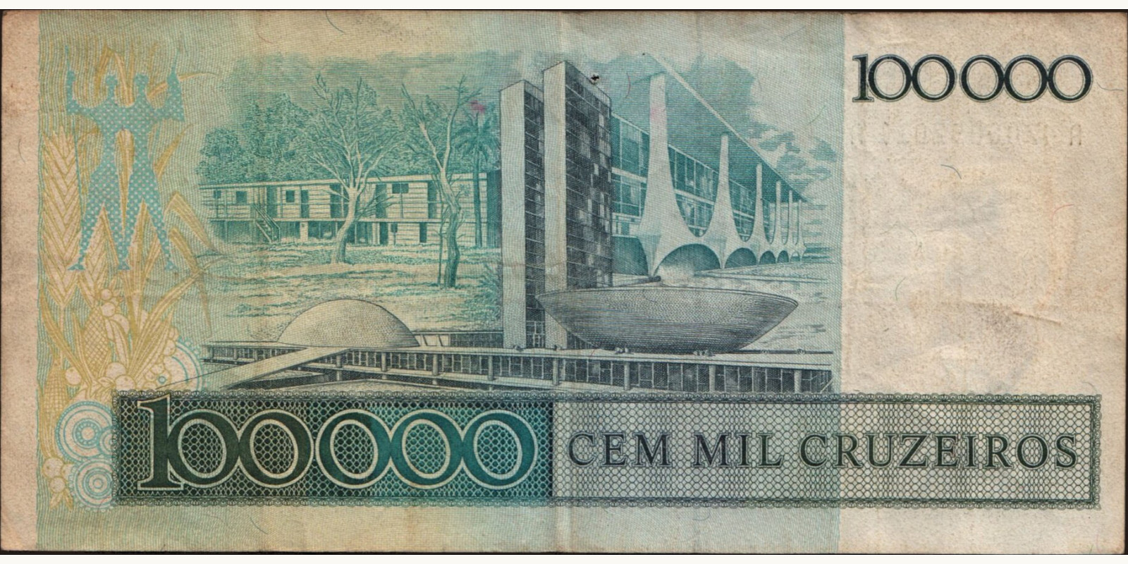 100000 cruzeiros Brazil 1986 — Back side