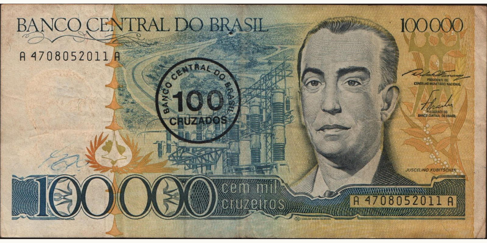 100000 cruzeiros Brazil 1986 — Front side