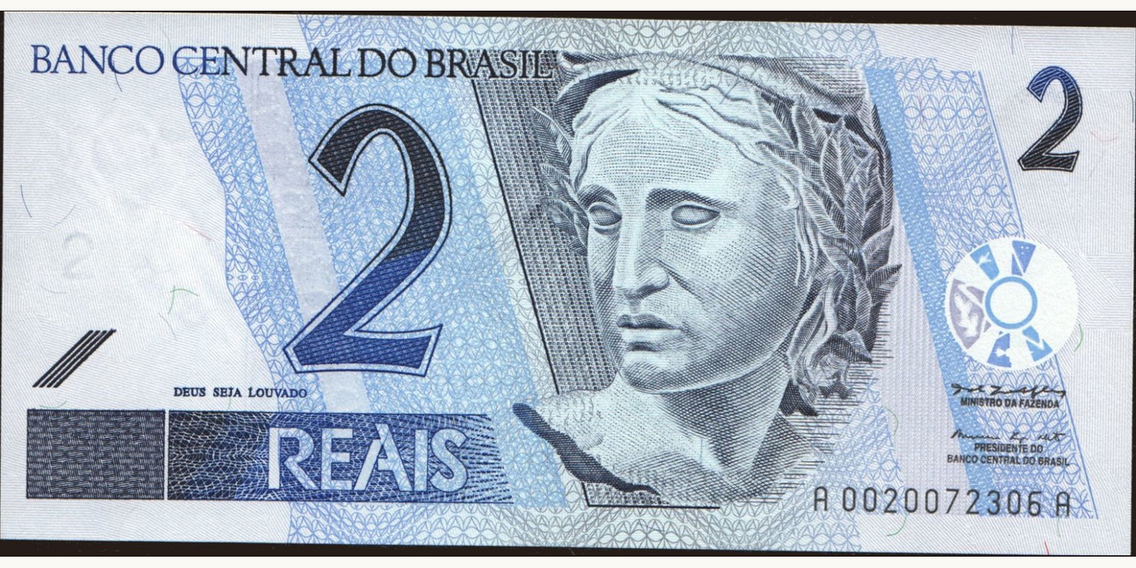 2 reais Brazil 2001 — Front side