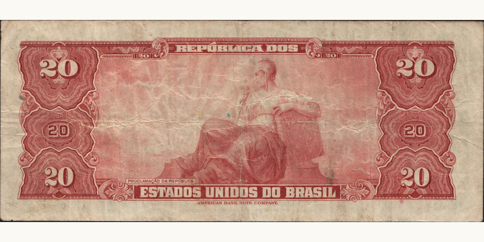 20 cruzeiros Brazil 1943 — Back side