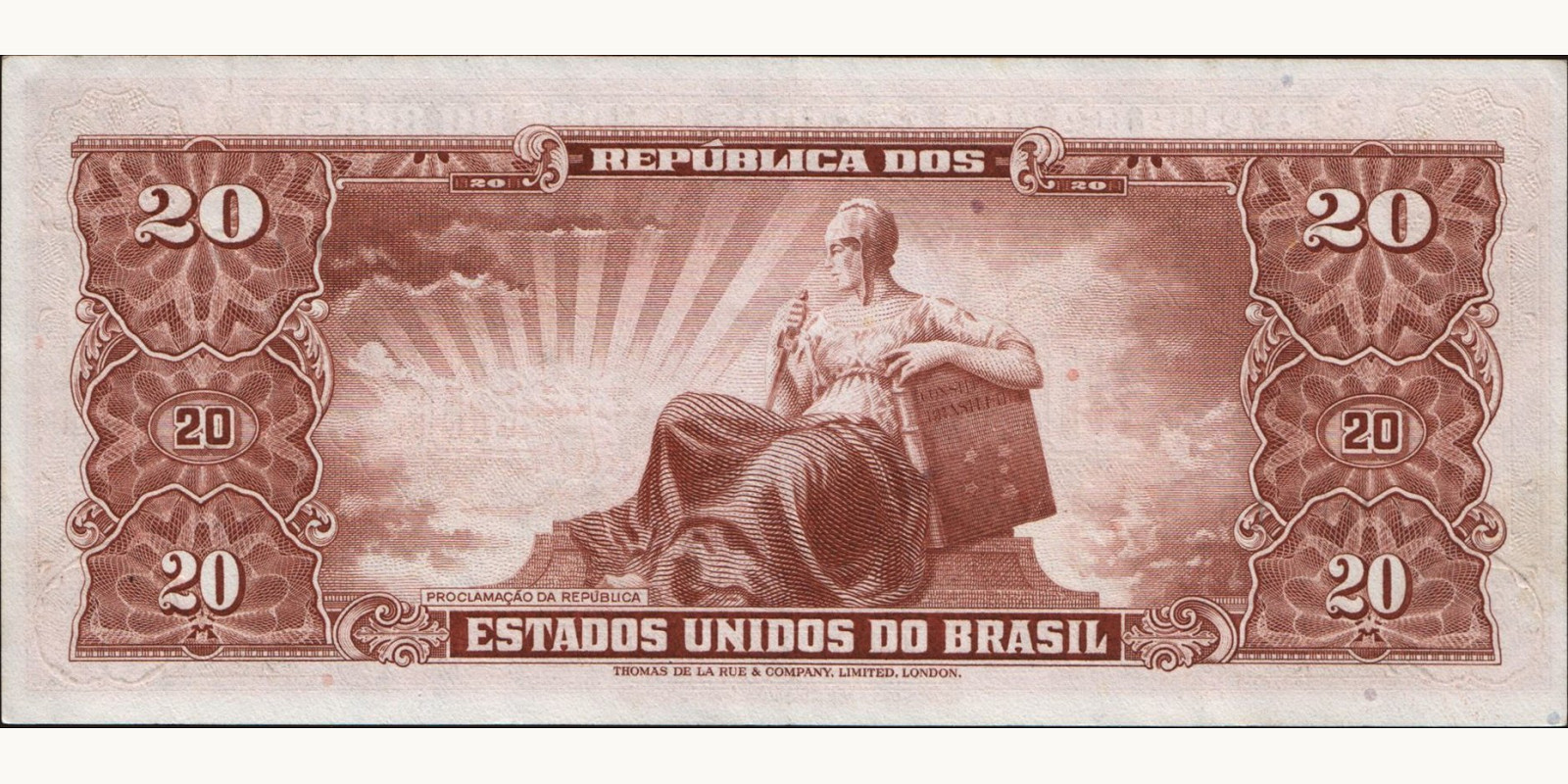20 cruzeiros Brazil 1955 — Back side