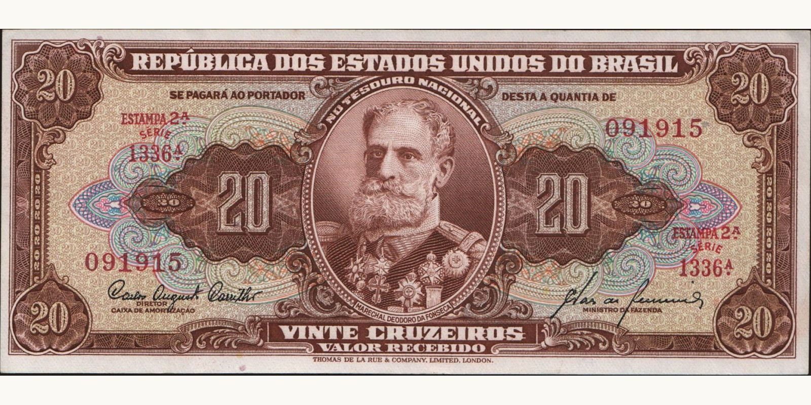 20 cruzeiros Brazil 1955 — Front side