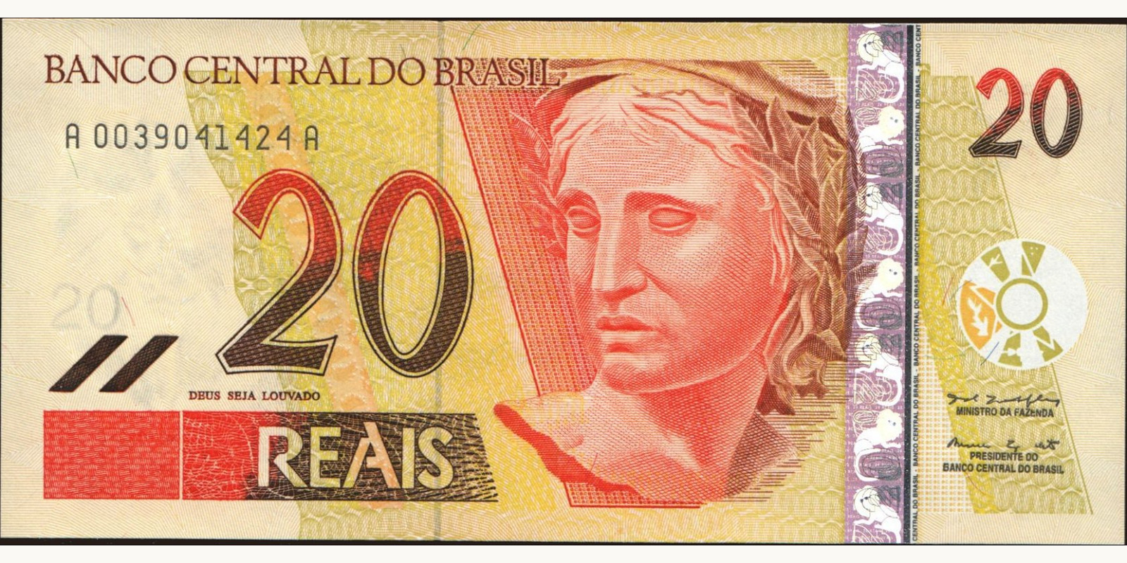 20 reais Brazil 2002 — Front side