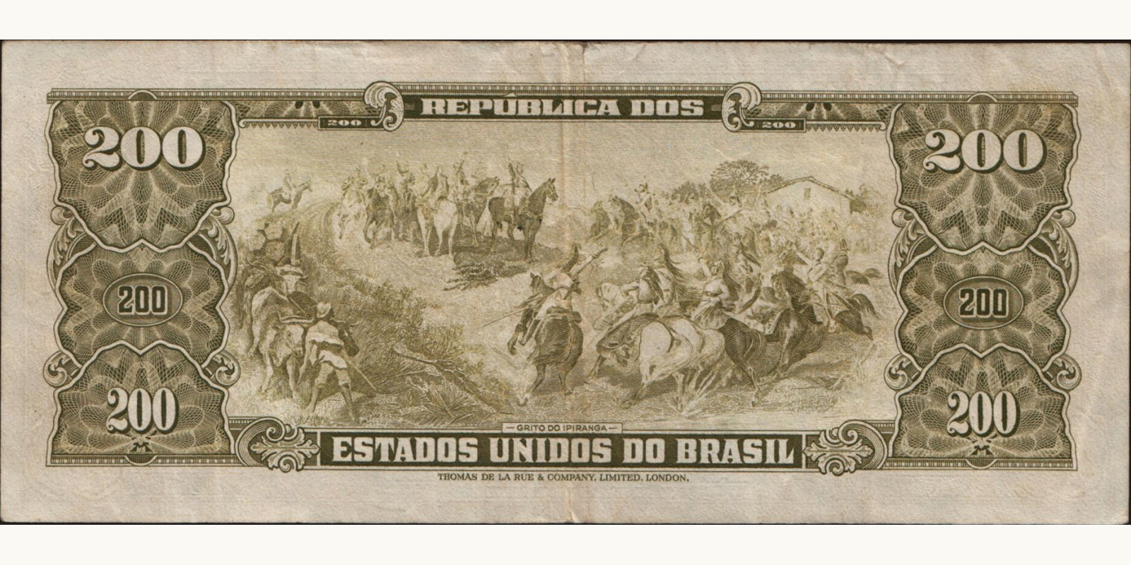 200 cruzeiros Brazil 1949 — Back side