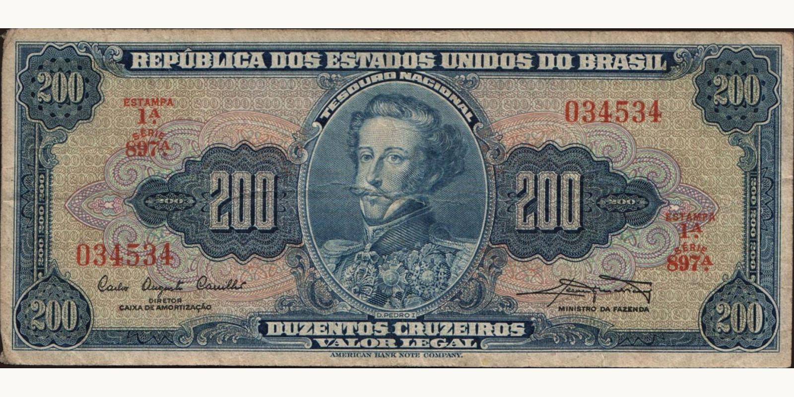 200 cruzeiros Бразилия 1961 — Лицевая сторона