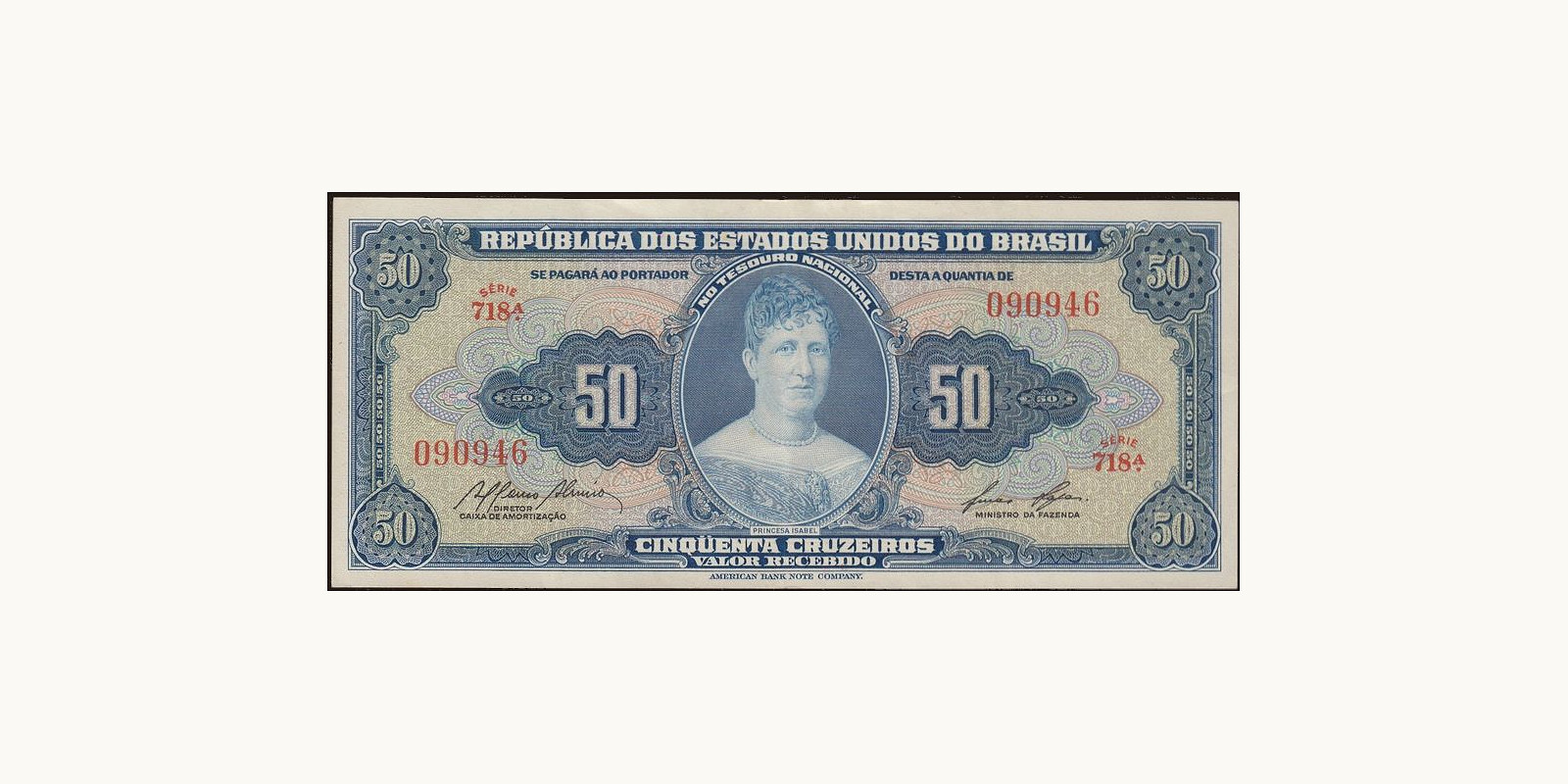 50 cruzeiros Бразилия 1956 — Лицевая сторона