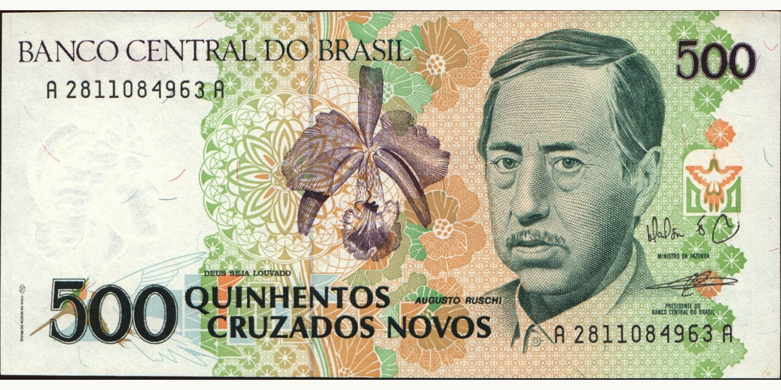 500 cruzados Brazil 1990 — Front side