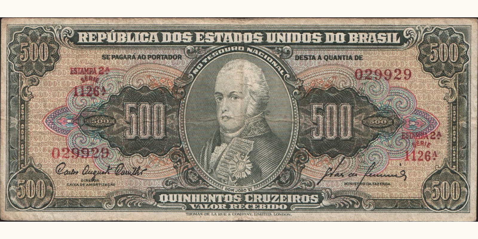 500 cruzeiros Brazil 1955 — Front side