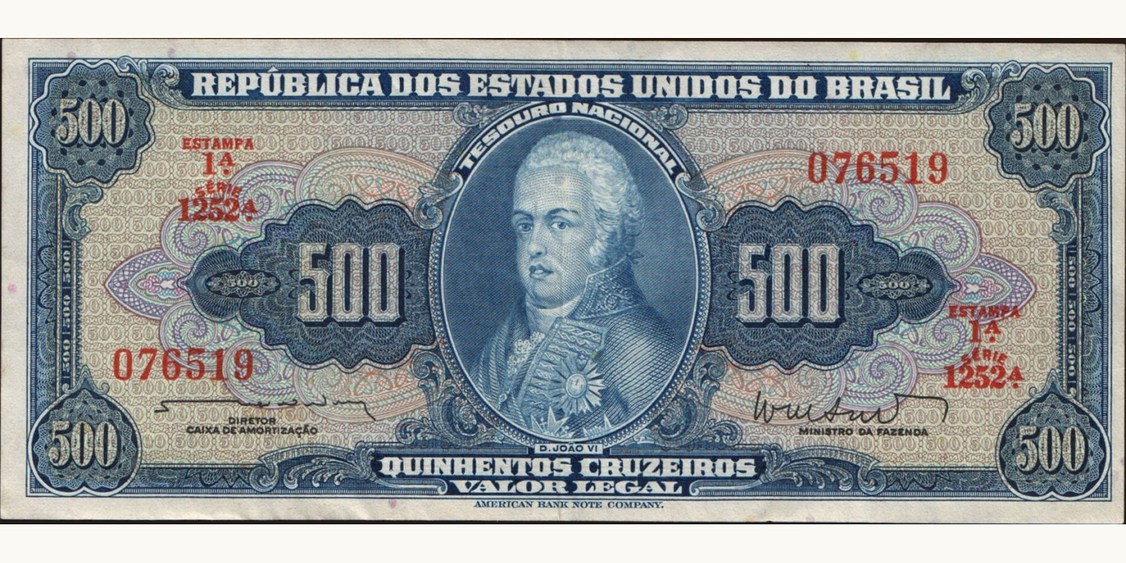 500 cruzeiros Бразилия 1962 — Лицевая сторона