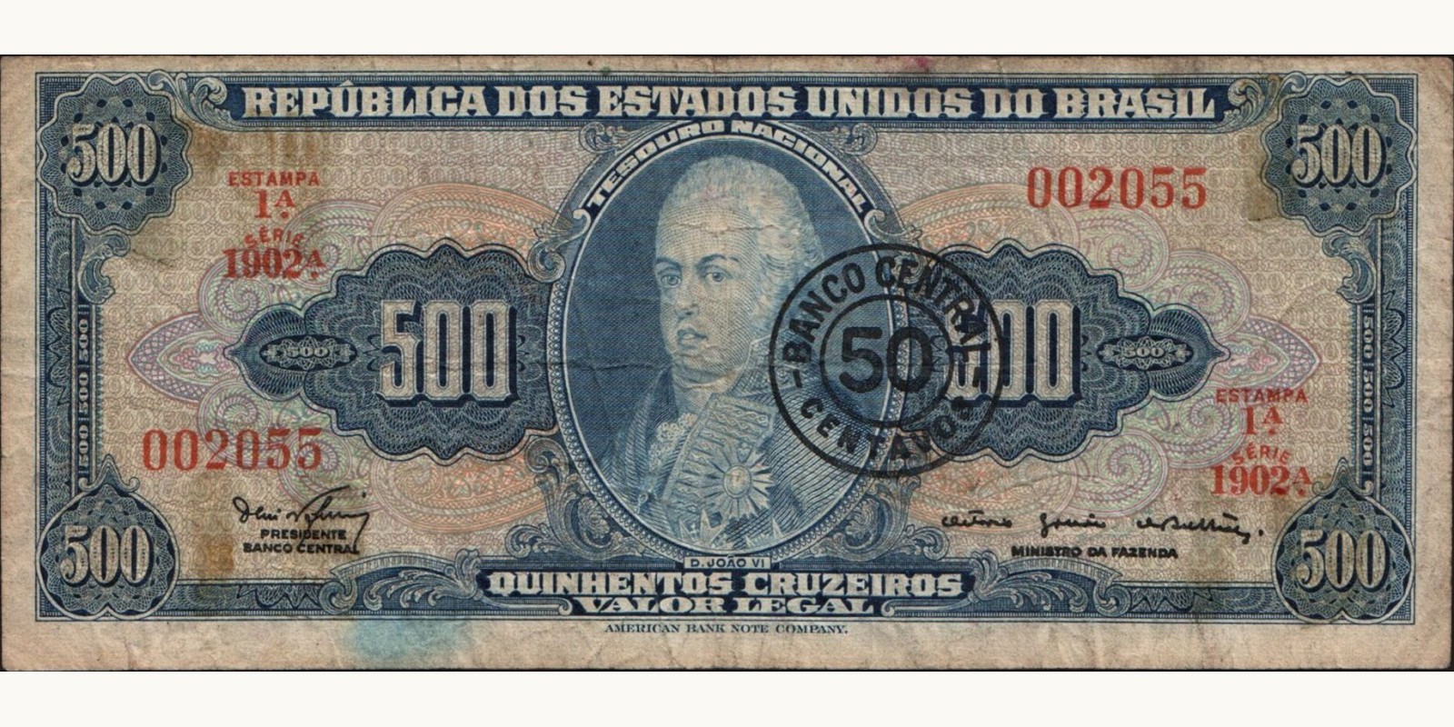 500 cruzeiros Brazil 1967 — Front side