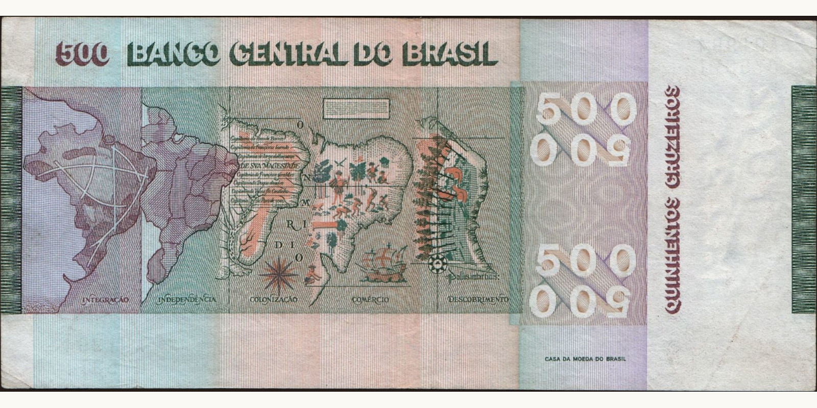 500 cruzeiros Brazil 1974 — Back side
