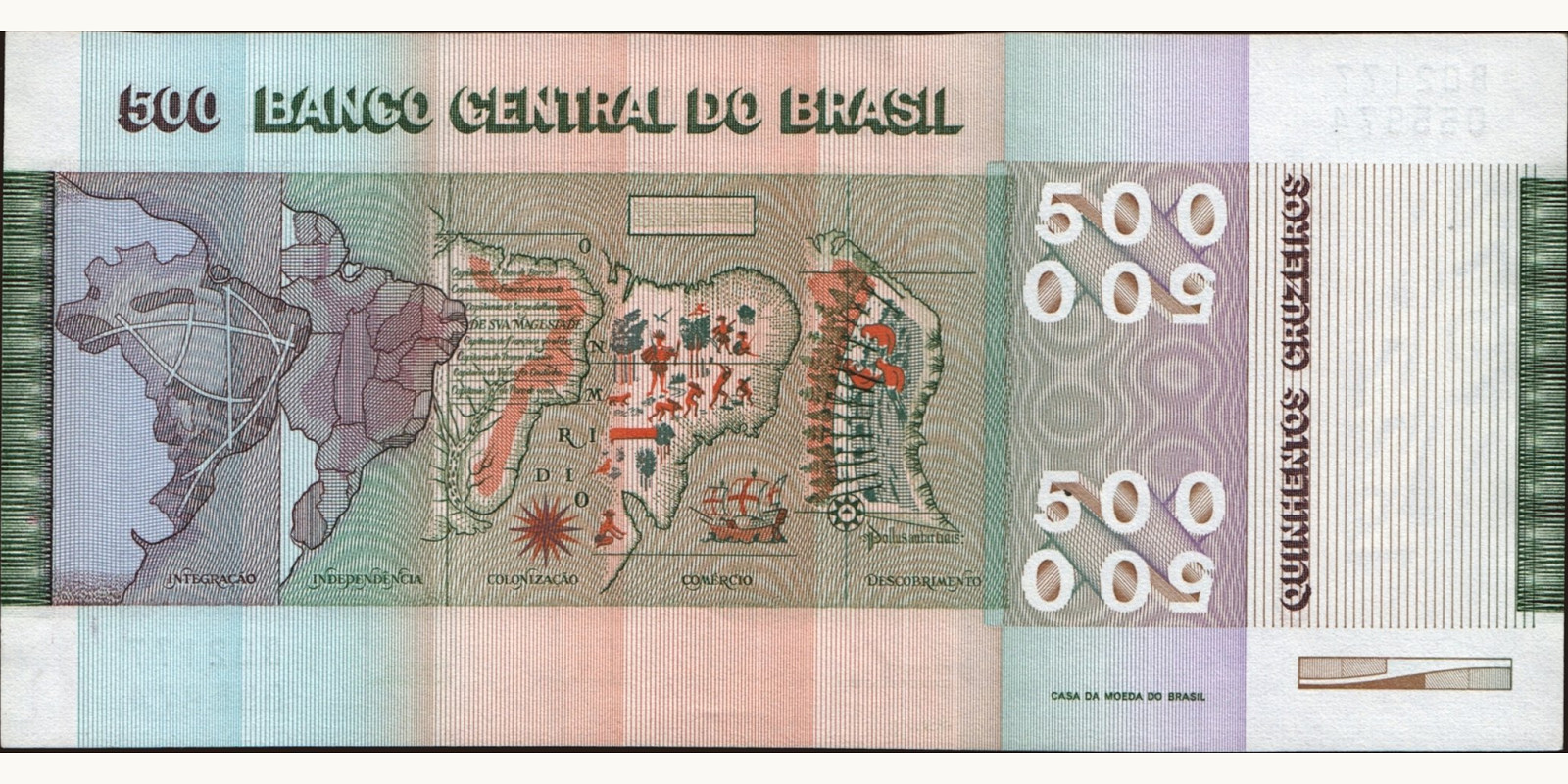 500 cruzeiros Brazil 1980 — Back side