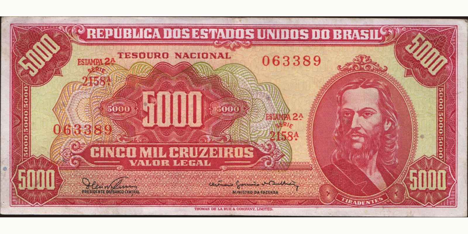 5000 cruzeiros Бразилия 1965 — Лицевая сторона