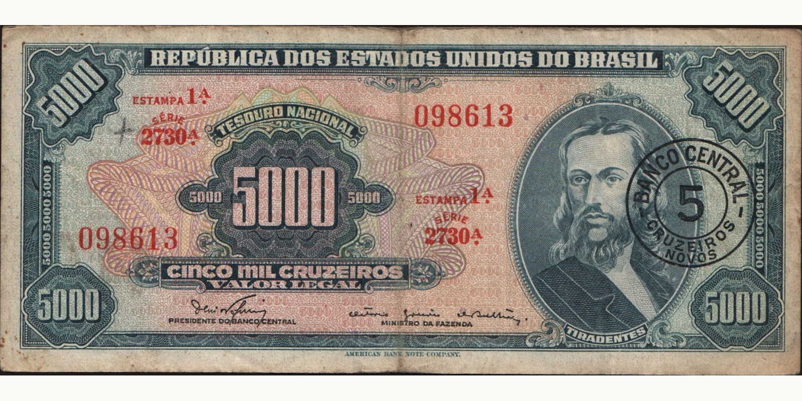 5000 cruzeiros Brazil 1966 — Front side