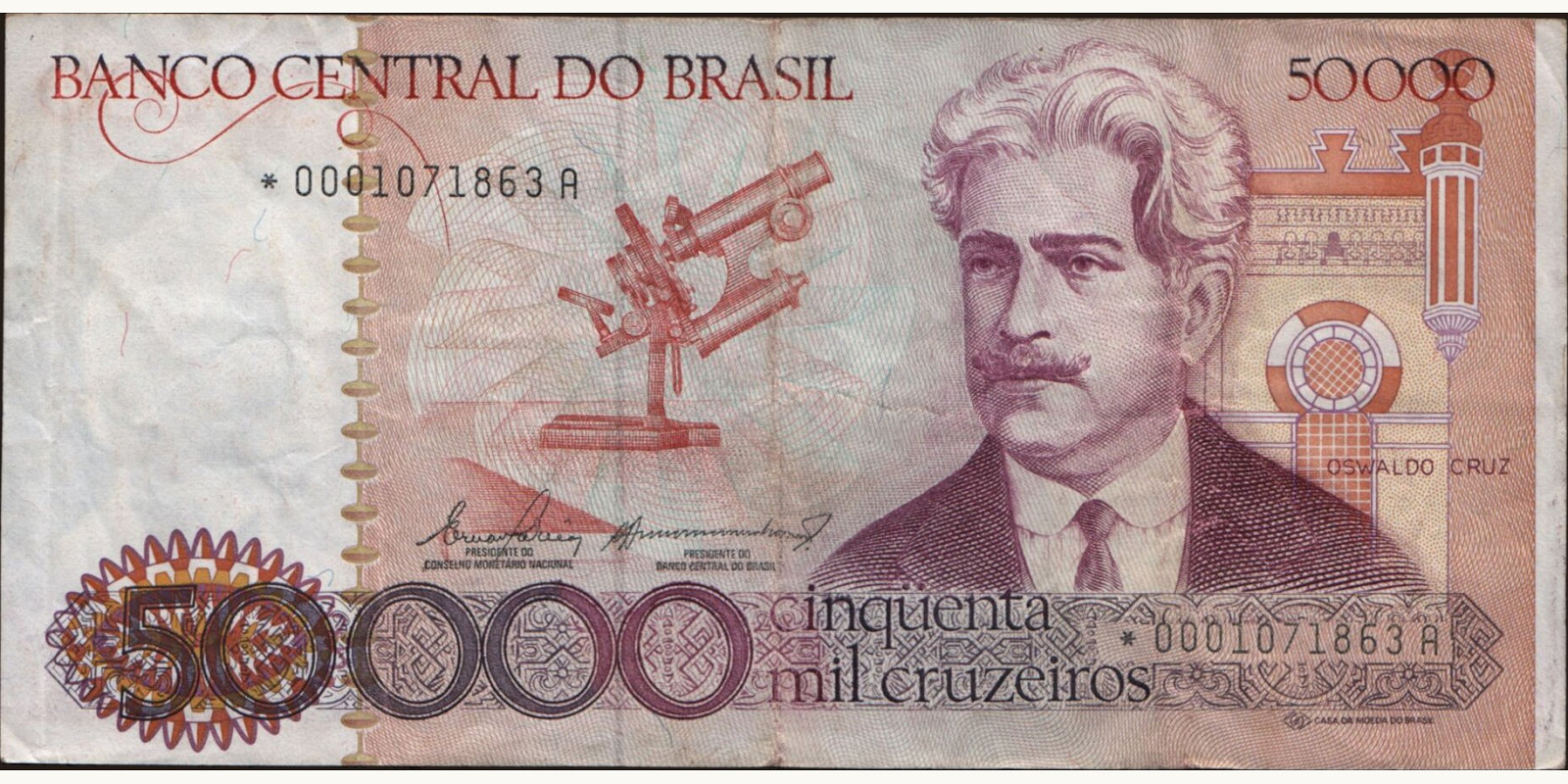 50000 cruzeiros Бразилия 1984 — Лицевая сторона