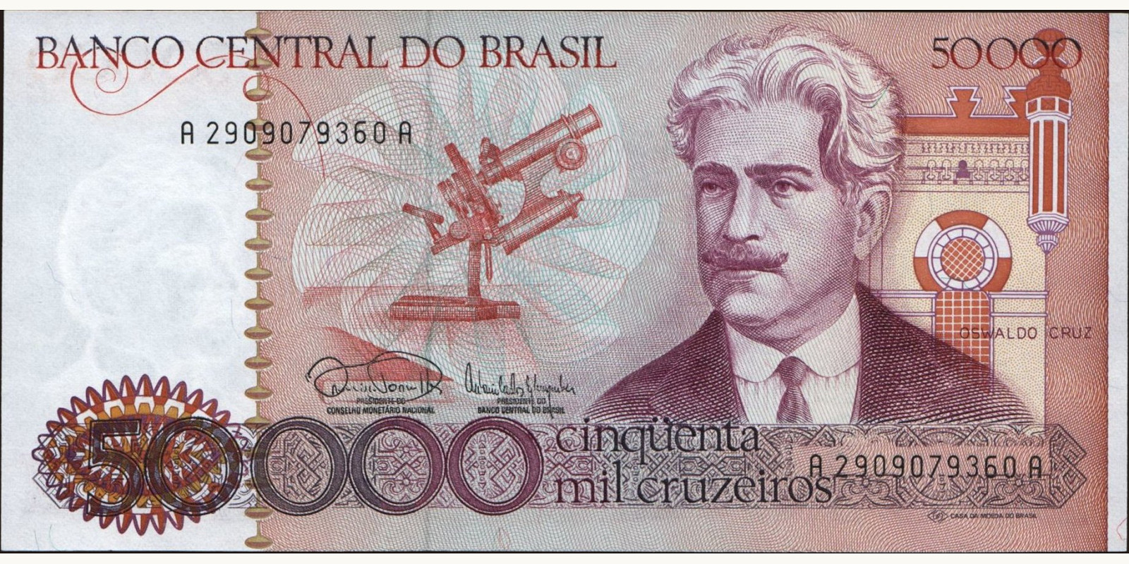 50000 cruzeiros Бразилия 1985 — Лицевая сторона