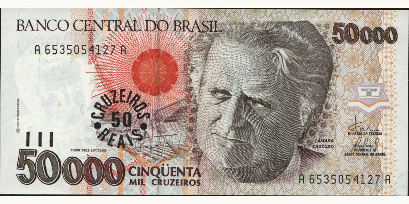 50000 cruzeiros Brazil 1993 — Front side