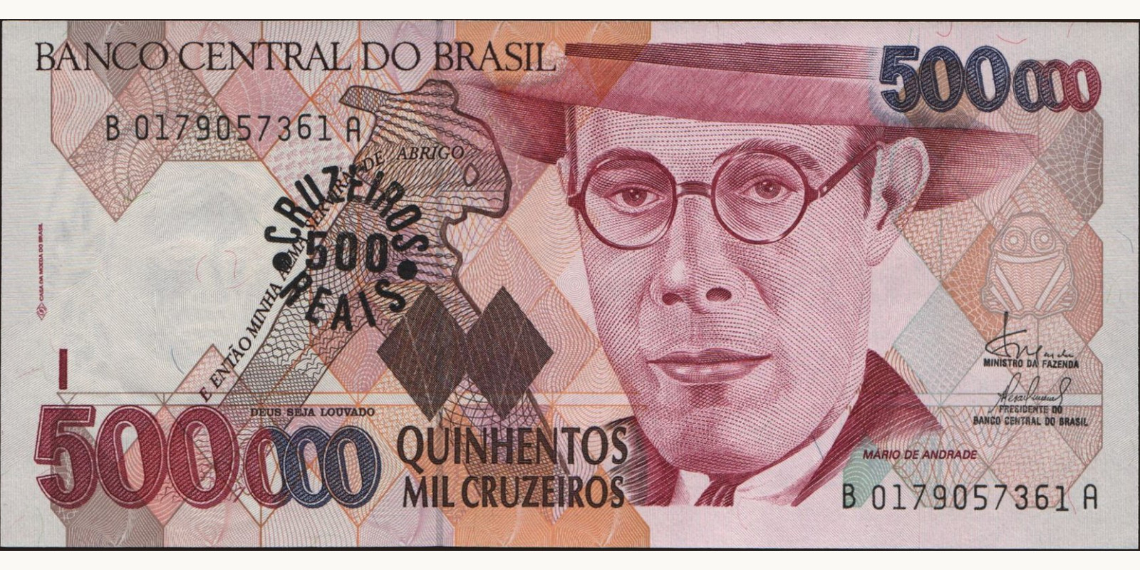 500000 cruzeiros Бразилия 1993 — Лицевая сторона