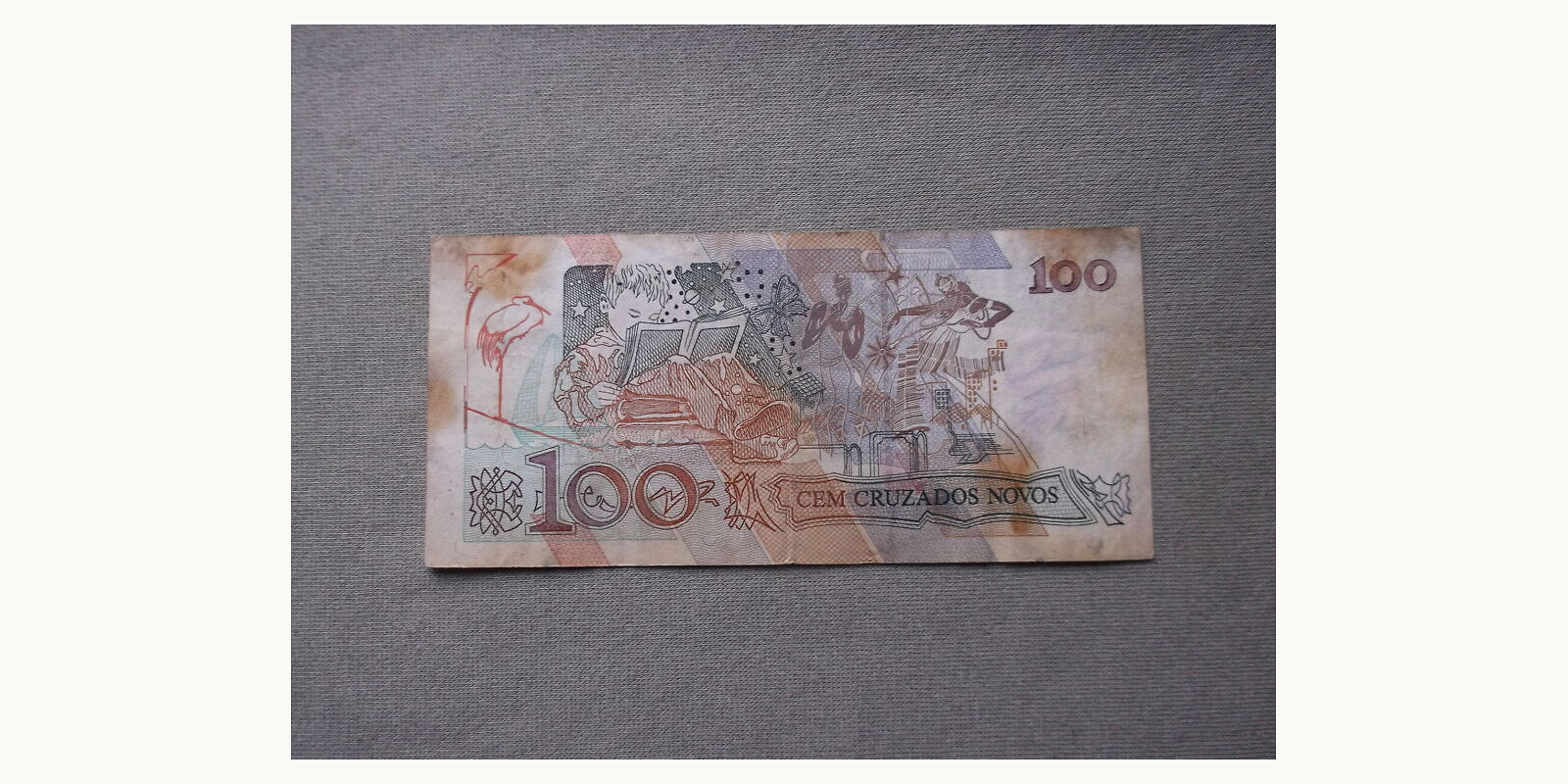 100 cruzados Бразилия 1989 — Оборотная сторона