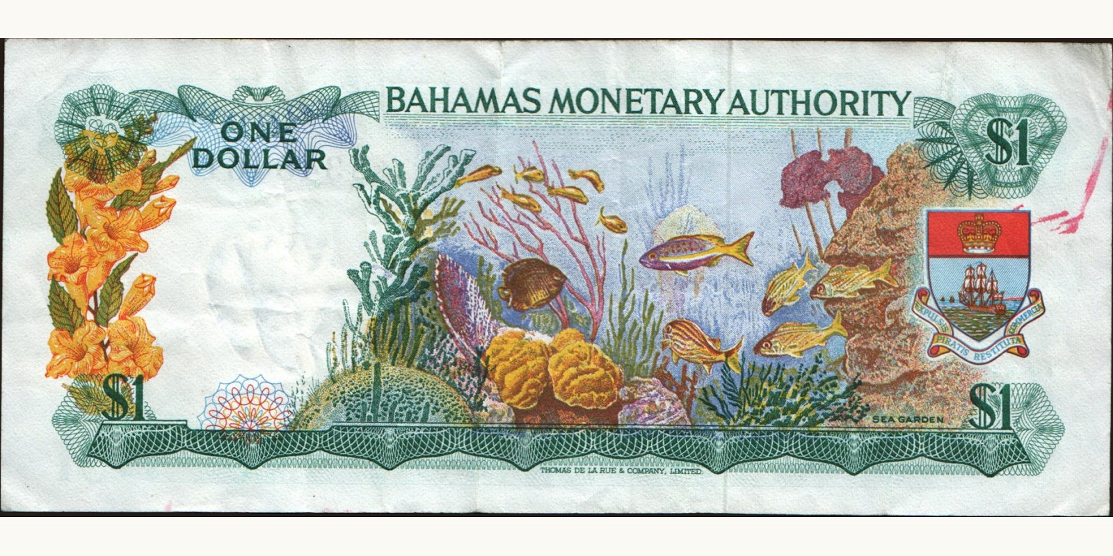 1 dollars Багамы 1968 — Оборотная сторона